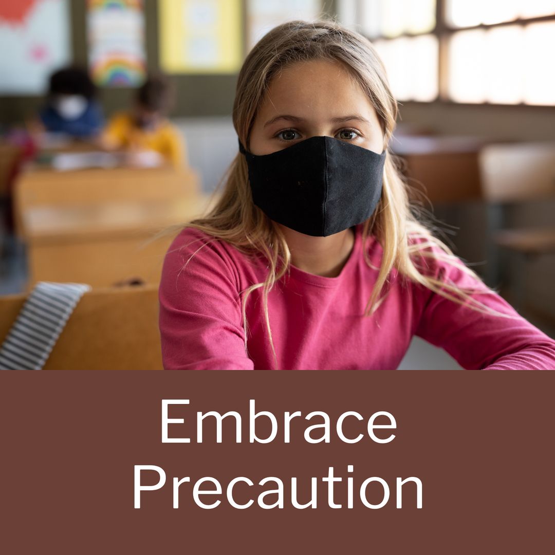 Young Schoolgirl Wearing Face Mask for Health Precautions