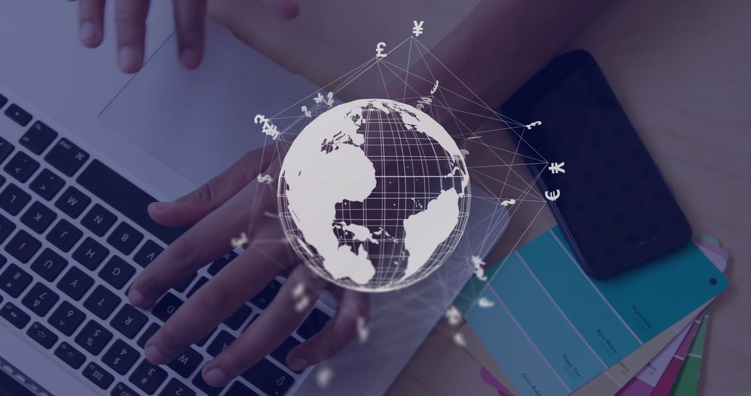 Global Financial Connections Concept with Hands on Laptop