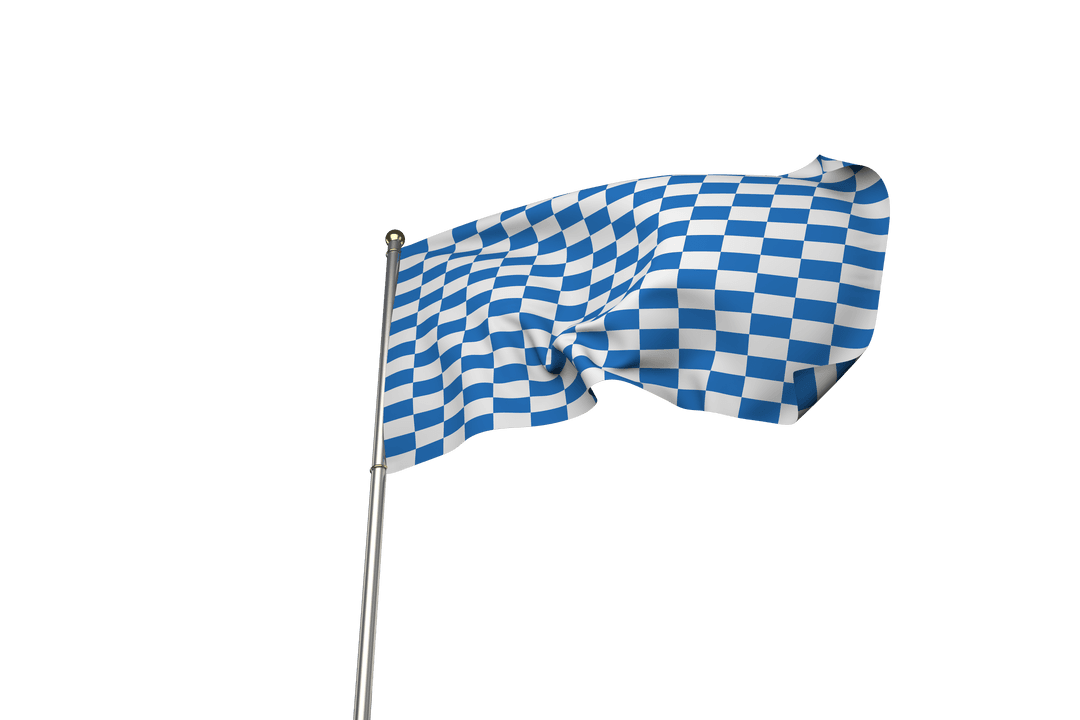 Blue White Checkered Flag on Transparent Background