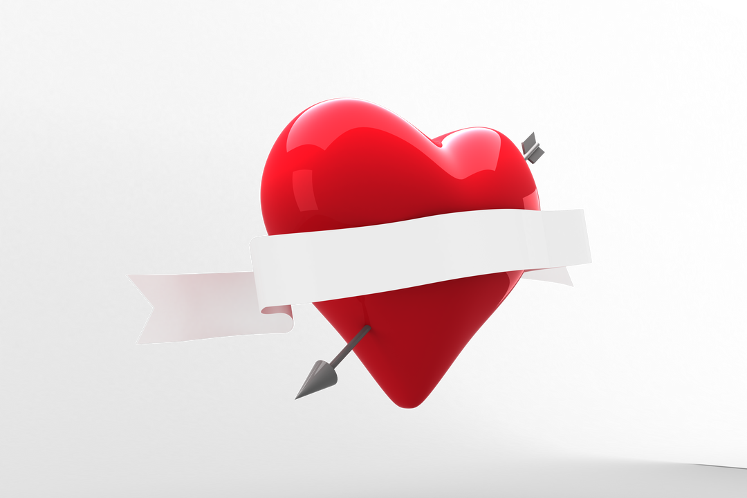 Red Heart with Arrow and Ribbon on Transparent Background - Download Free Stock Images Pikwizard.com