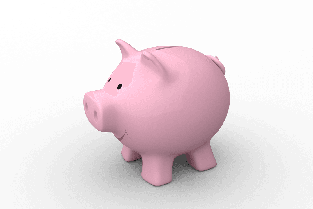 Pink Piggy Bank on Transparent Background Savings Concept