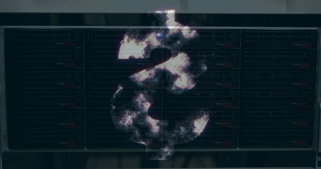 Glowing Dollar Symbol Spinning Against Computer Servers