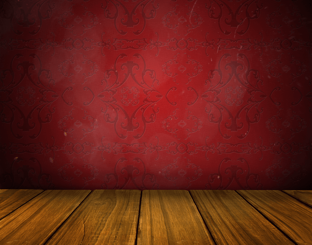 Elegant Red Pattern with Wooden Floor Transparent Background