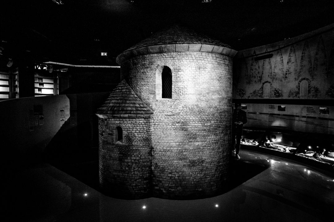 Old Medieval Roundhouse in Dark Museum Exhibit - Free Images, Stock Photos and Pictures on Pikwizard.com