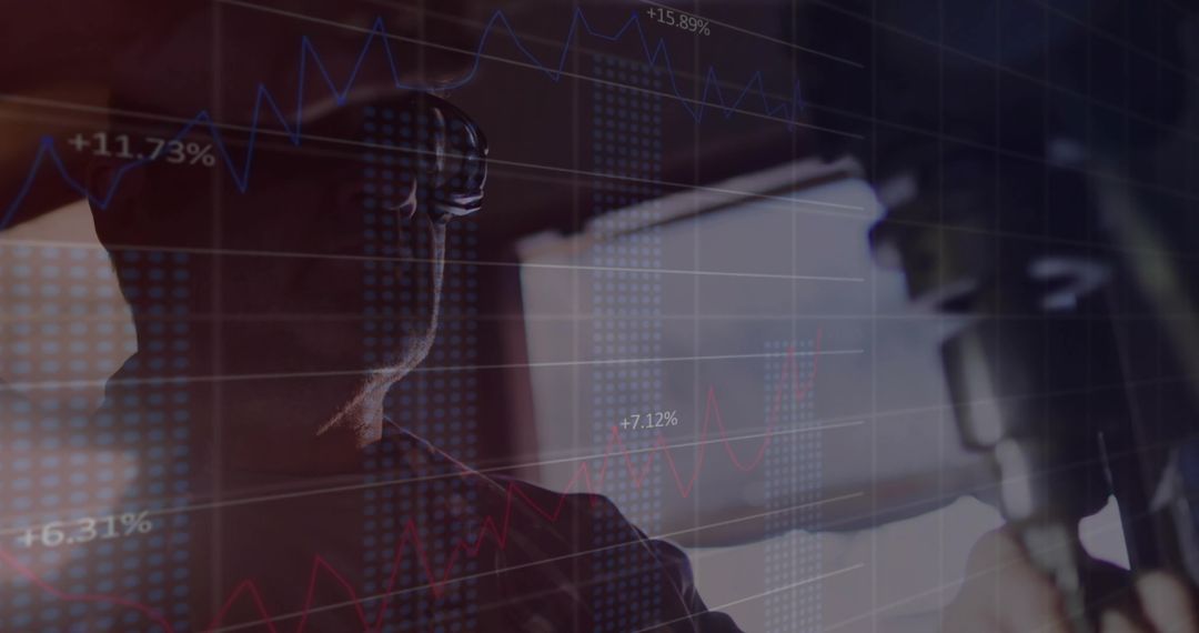 Audio Professional Analyzing Financial Data in Studio