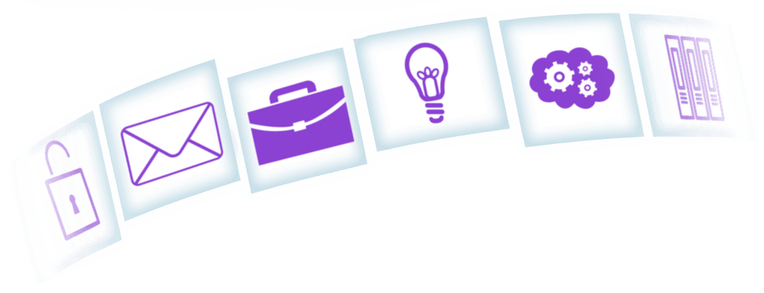 Unified Collection of Purple Business Symbols on Transparent Background