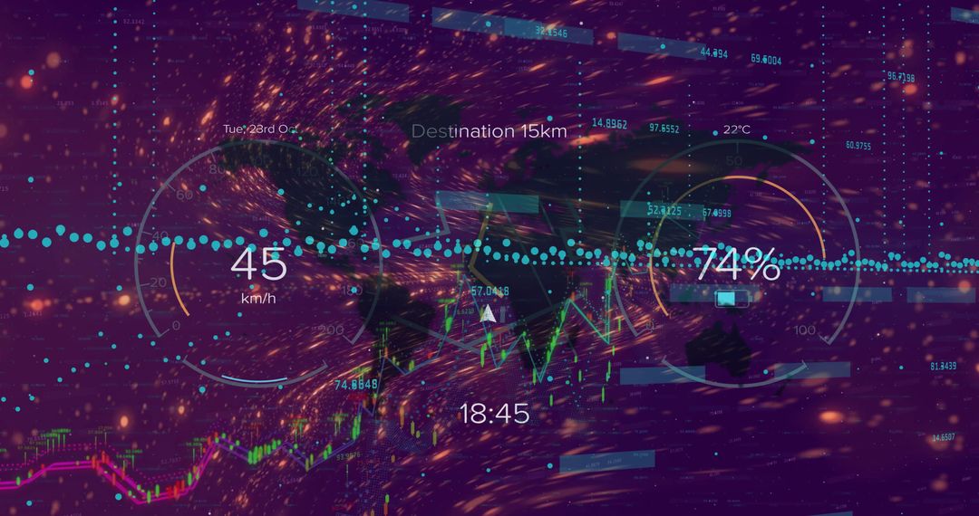 Futuristic Digital Dashboard Interface with Data Overlay