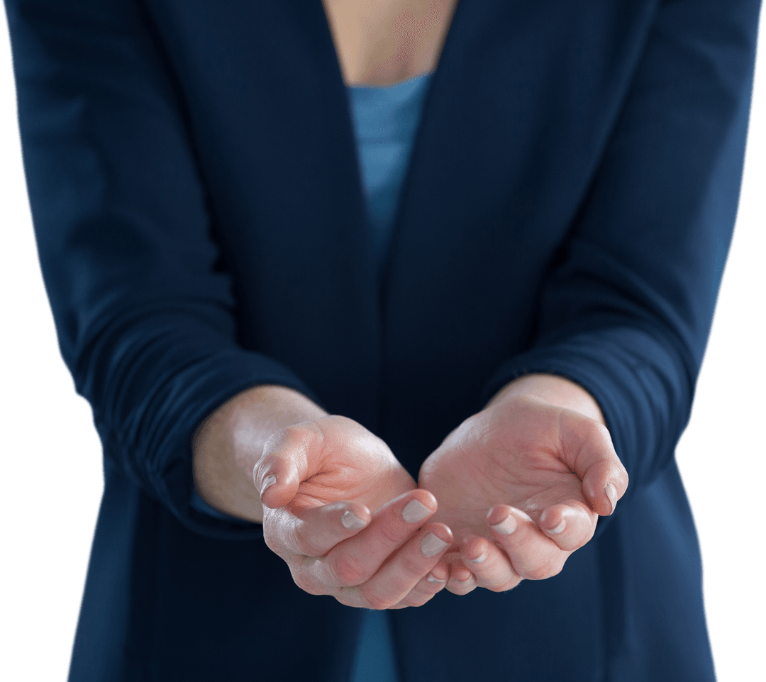 Businesswoman Holding Transparent Virtual Object in Hands