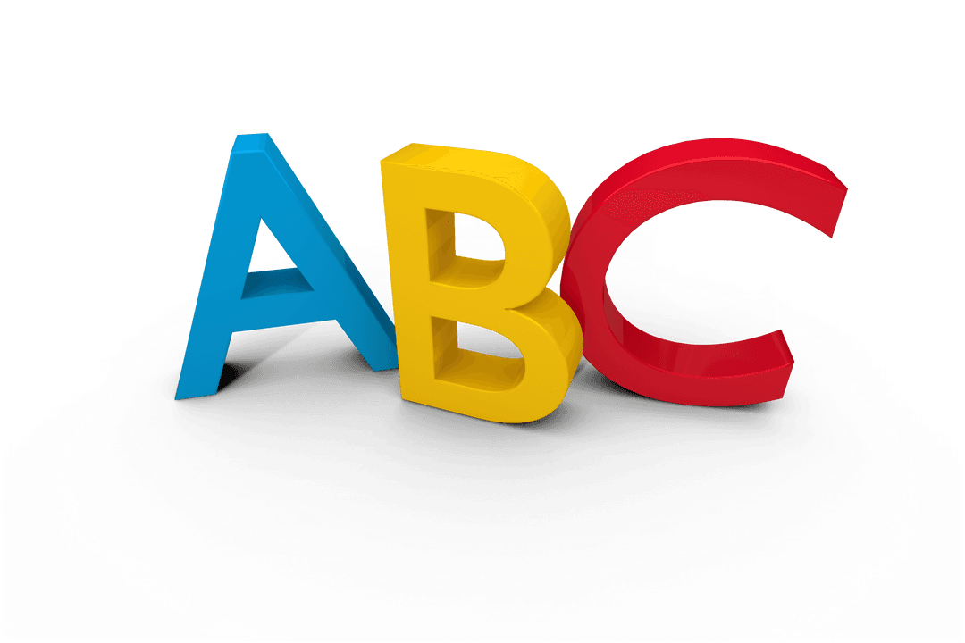 Colorful 3D ABC Letters with Transparent Background