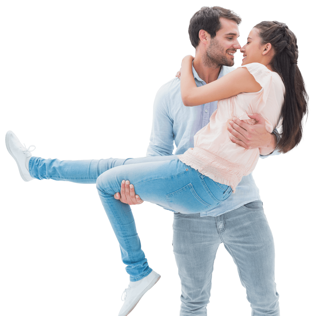 Transparent Joyful Couple Embracing Celebrating Love