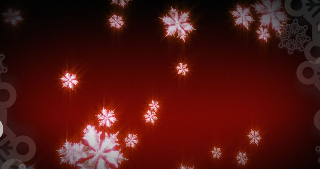 Glowing Snowflakes on Red Background for Festive Decoration