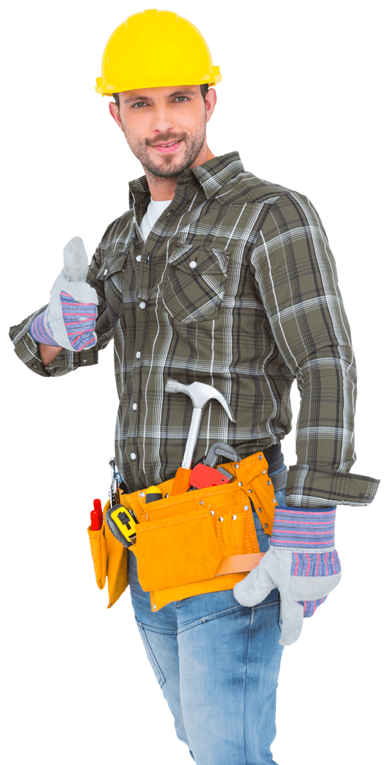 Transparent Construction Worker Giving Thumbs Up Gesture