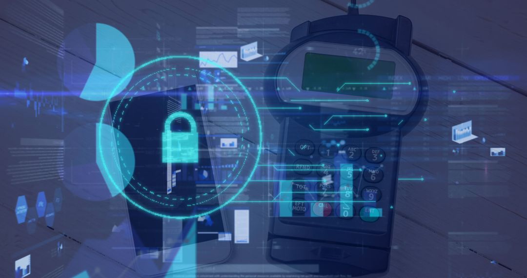 Financial Data Security Concept with Terminal and Smartphone