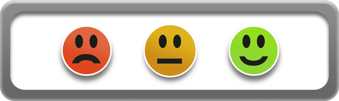 Set of Three Transparent Emoji Faces Showing Different Emotions