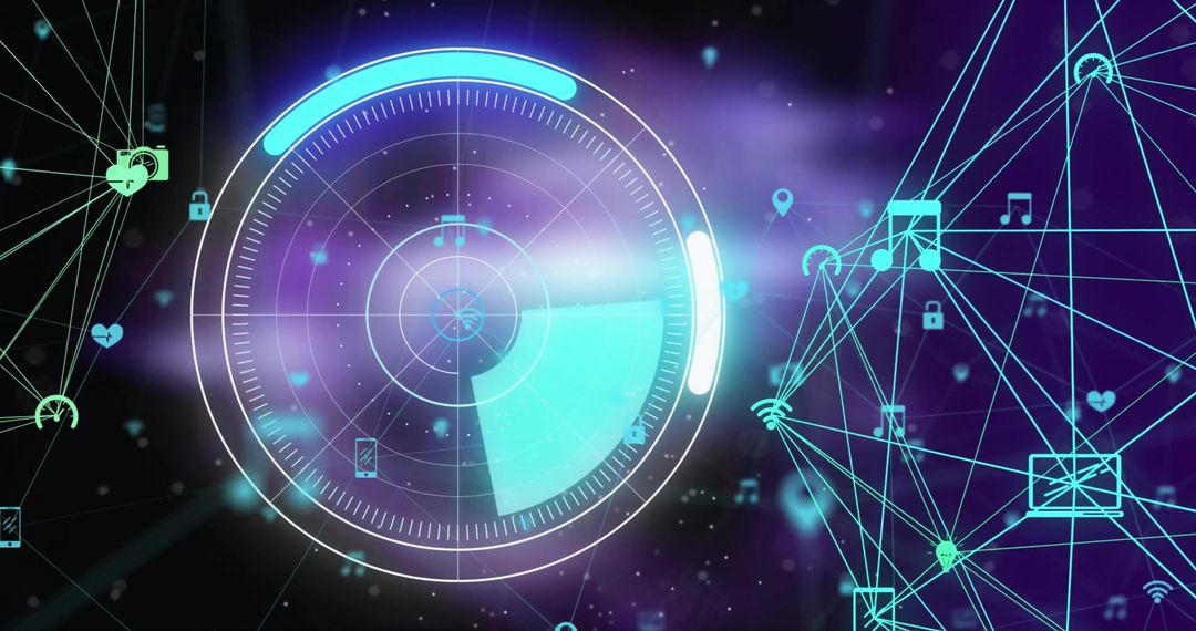 Futuristic Interface with Digital Connection Symbols