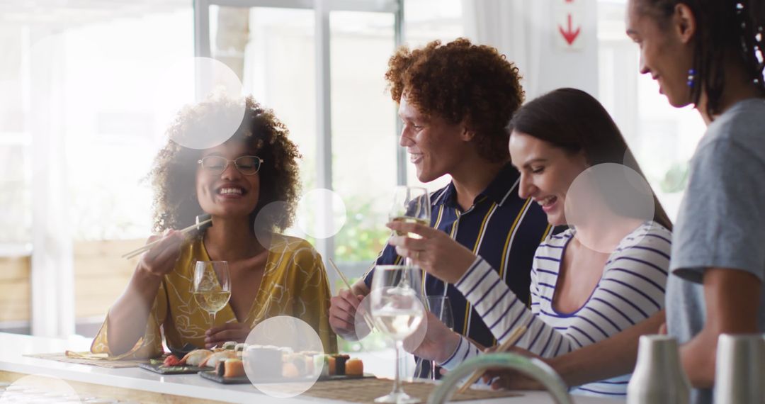 Diverse Friends Enjoying Drinks at Bar Table