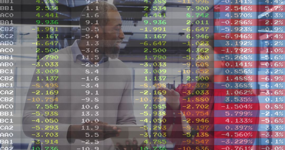 Business Team Analyzing Stock Market Data Performance in Modern Office