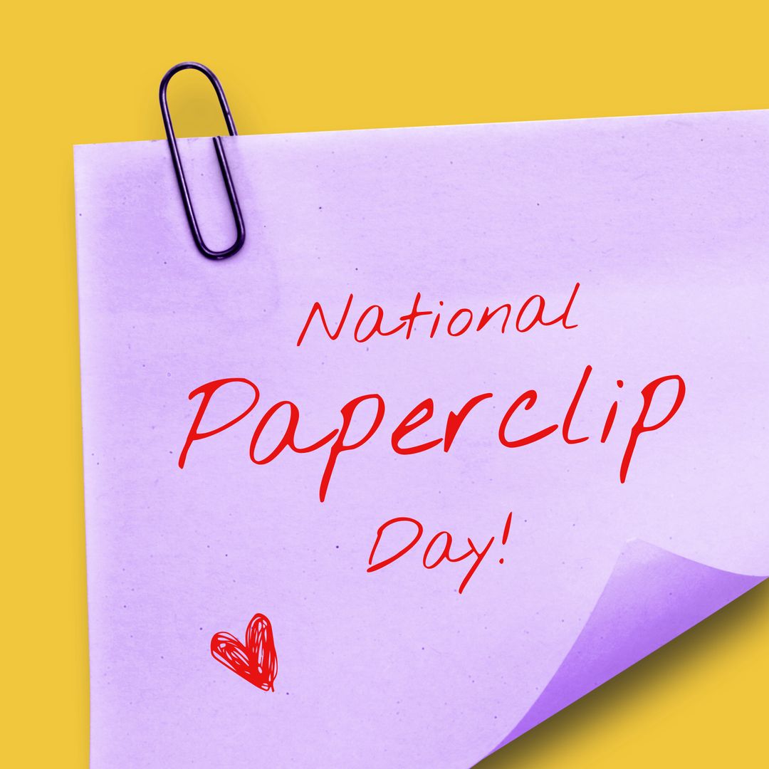 Paperclip on Purple Paper for National Paperclip Day Celebration