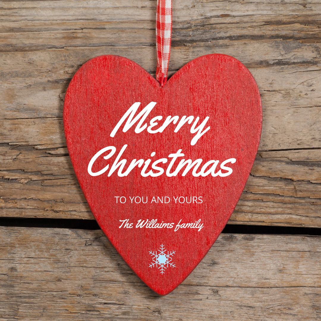 Rustic Red Heart Ornament for Festive Christmas Card