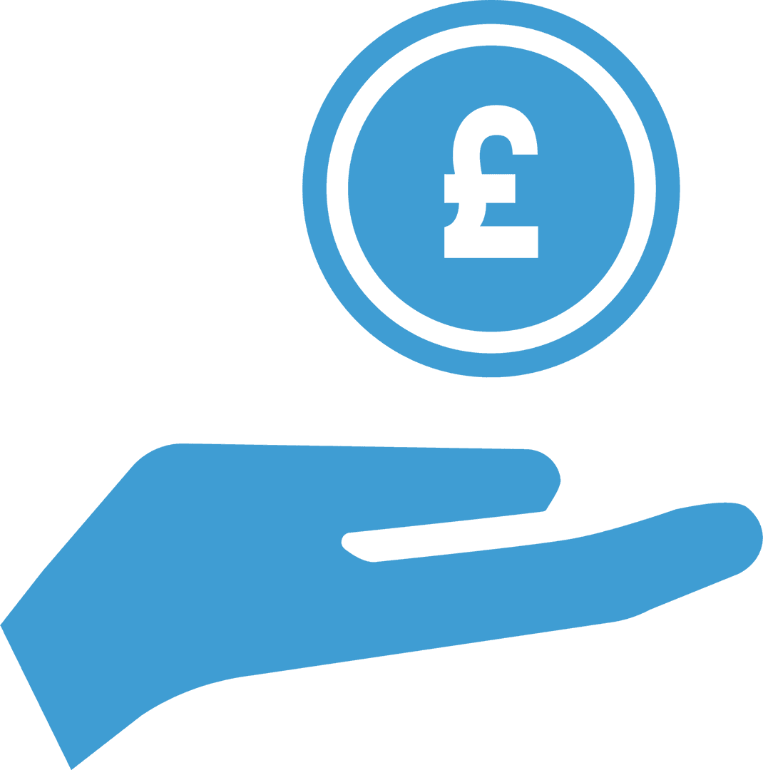 Transparent Blue Hand Holding Pound Coin Icon Vector
