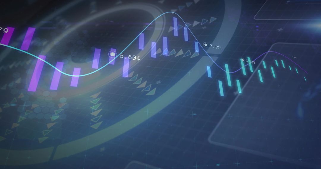 Futuristic Digital Analytics Interface with Dynamic Line Graphs