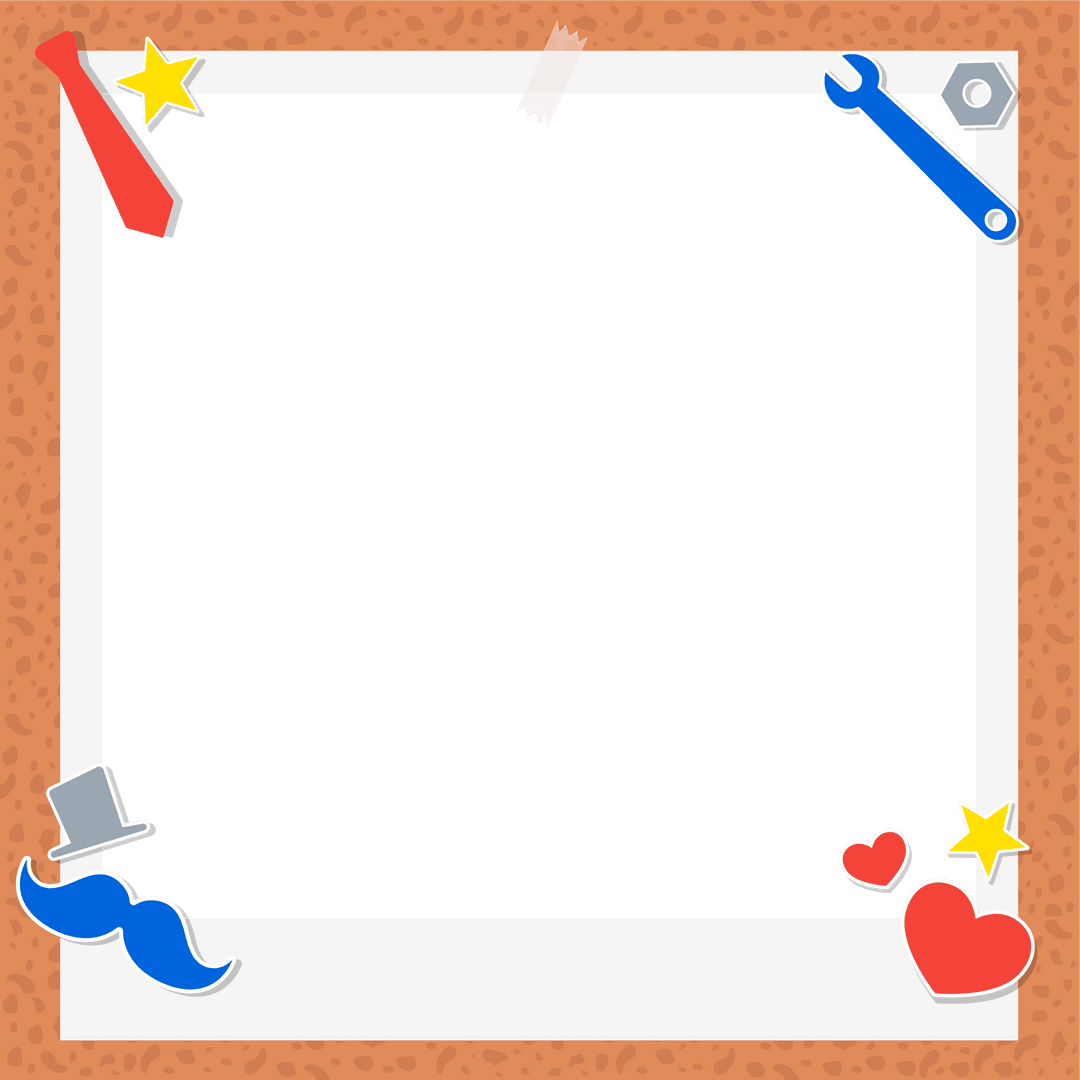 Playful Frame with Whimsical Elements on Orange Transparent Background