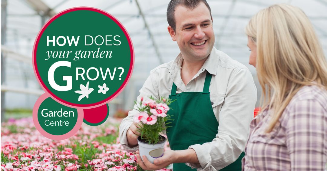 Charming Gardener Assisting Customer in Greenhouse Flower Section