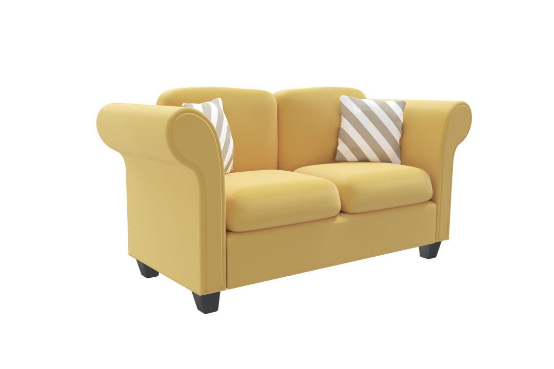 Yellow Couch with Striped Pillows PNG on Transparent Background - Download Free Stock Images Pikwizard.com