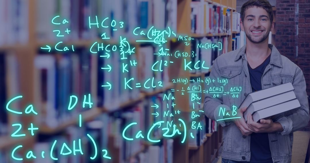 Student Mastering Chemistry with Digital Notes in Library