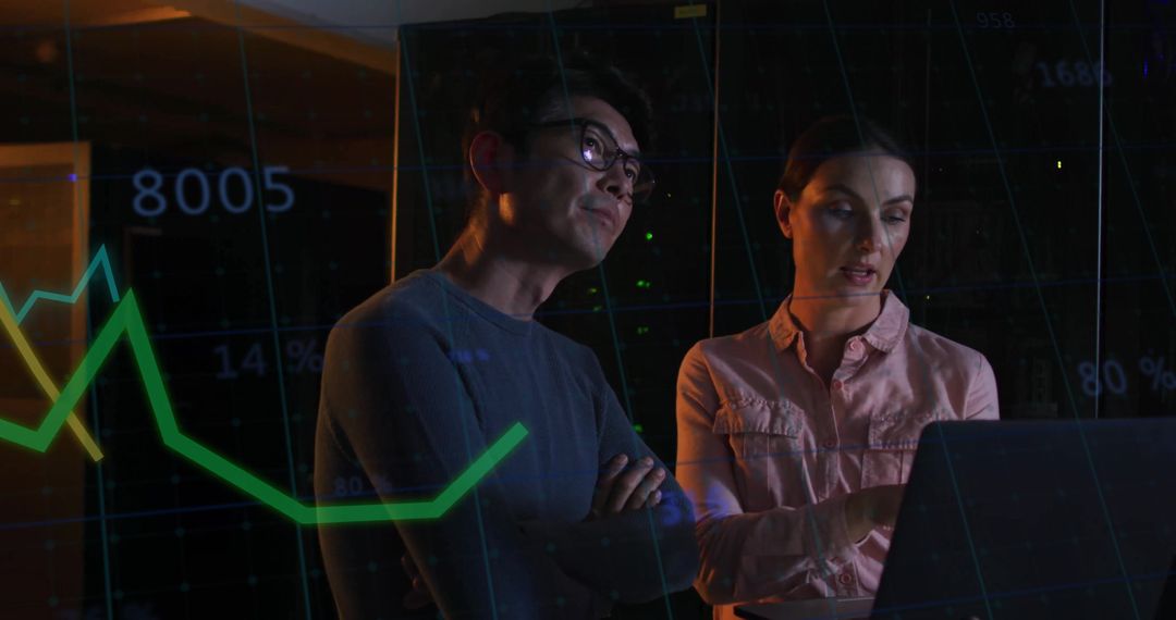 Data Analysts Collaborating in Modern Server Room