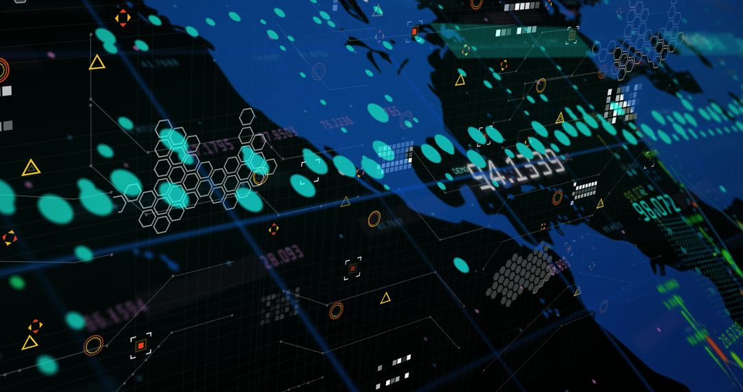 Digital Data Streams Overlaid on World Map