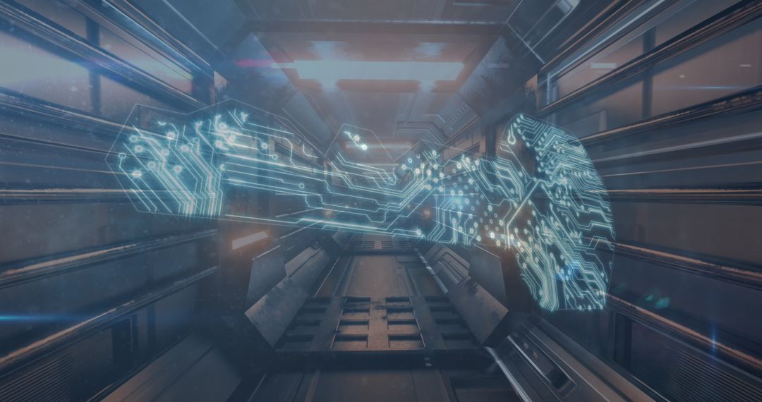 Futuristic Digital Circuit Key in Virtual Data Tunnel