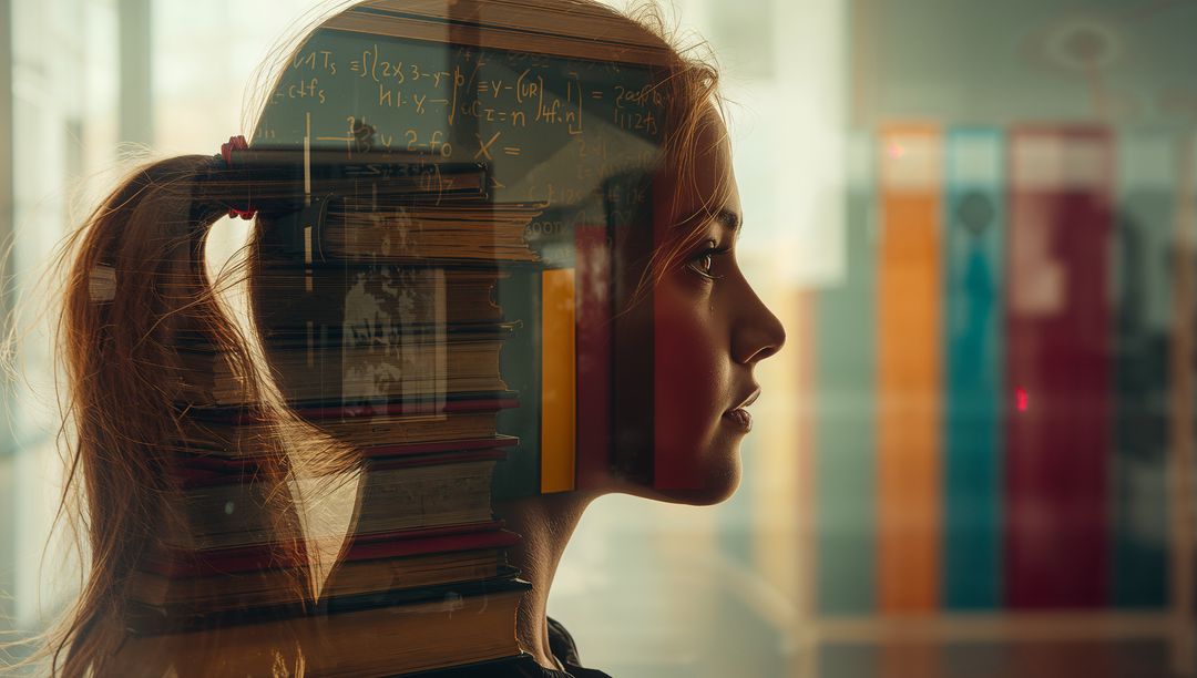 Contemplative Student With Open Book Case Meditate