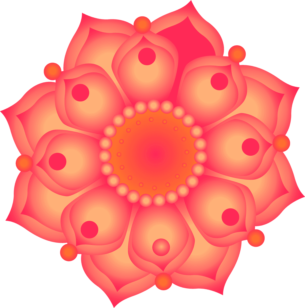 Vibrant Mandala Motif with Glowing Gradient Petals, Transparent Background
