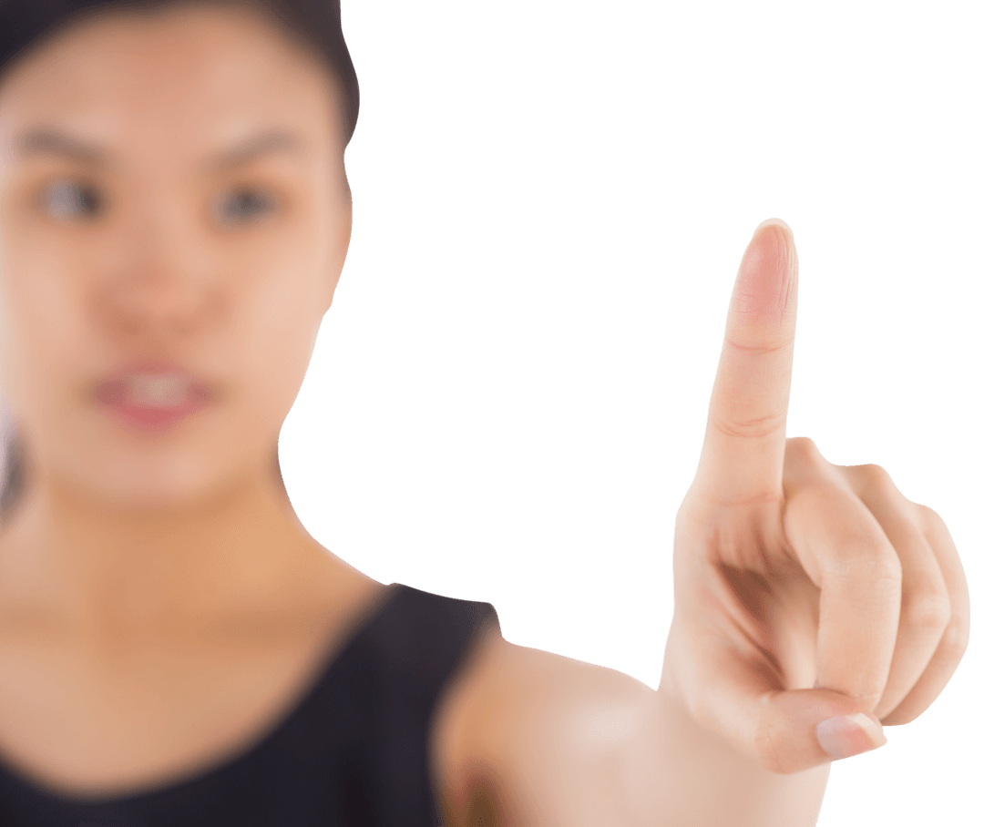 Transparent Businesswoman Pointing Touch Screen Interface