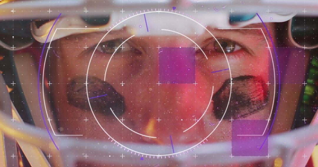 Futuristic Data Interface Over American Football Player