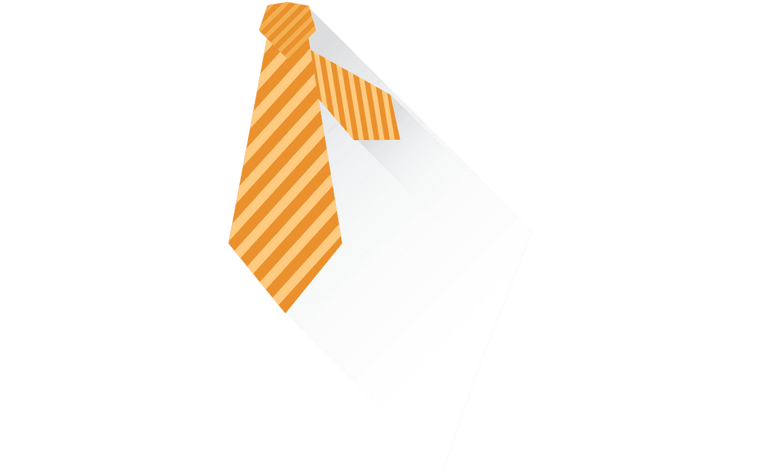 Elegant Orange Striped Tie Isolated on Transparent Background