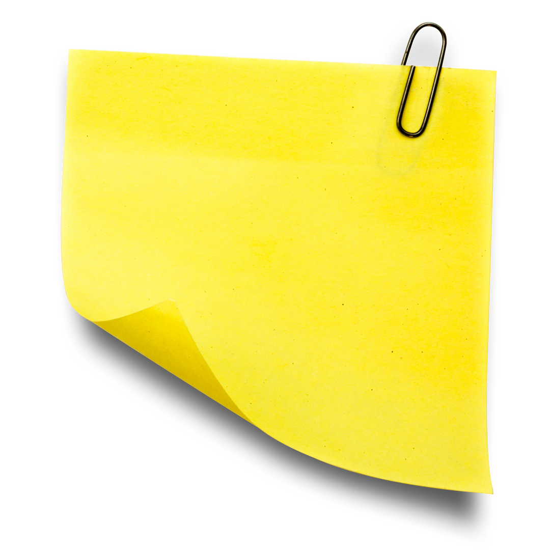 Yellow Transparent Sticky Note with Paper Clip for Office Use - Download Free Stock Images Pikwizard.com