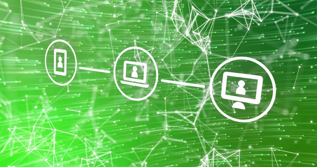 Futuristic Digital Connectivity Network on Green Mesh Grid