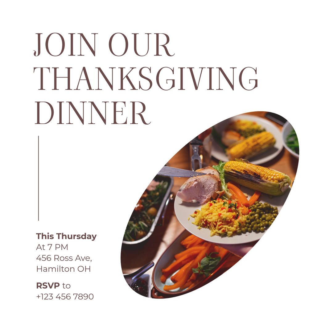 Thanksgiving Invitation with Traditional Feast Background