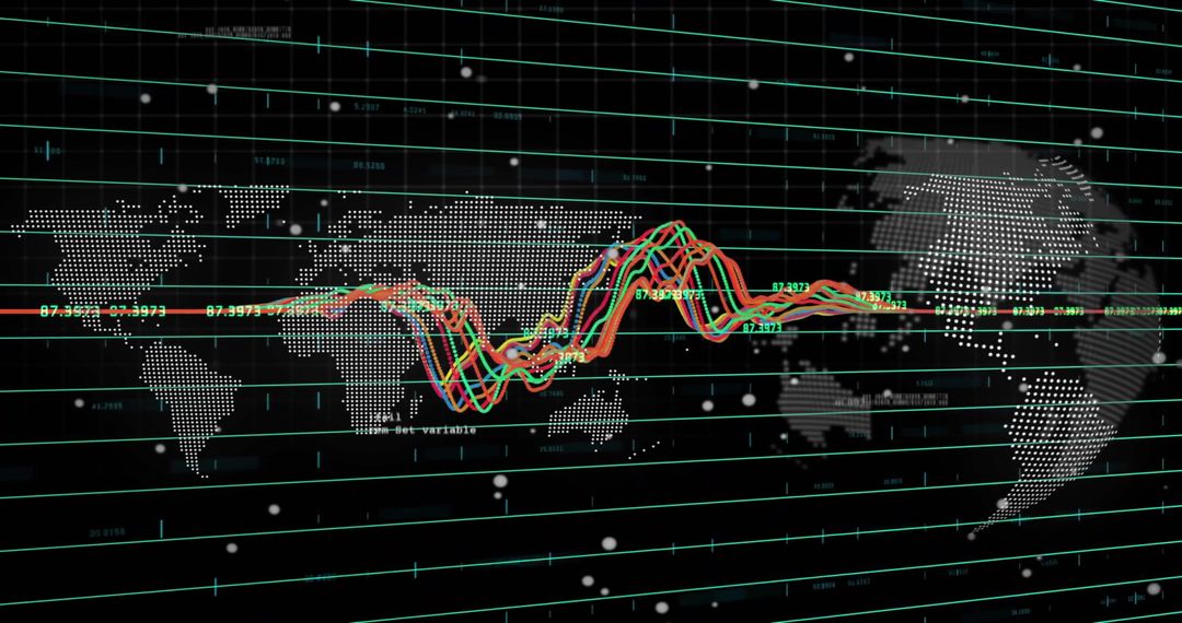 Global Financial Data Network Visualization on World Map