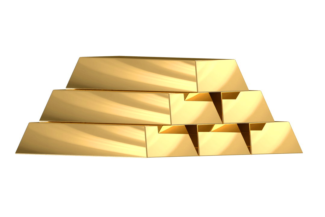Transparent Golden Bars Stack Highlighting Wealth and Luxury