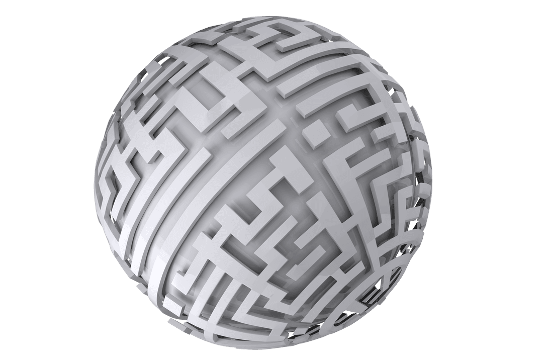 Transparent Futuristic Globe with Labyrinth Design Sphere