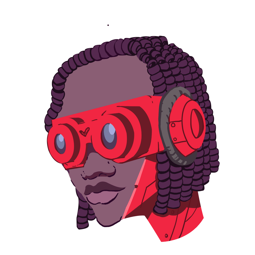 Futuristic Cyborg with Hi-Tech Goggles on Transparent Background