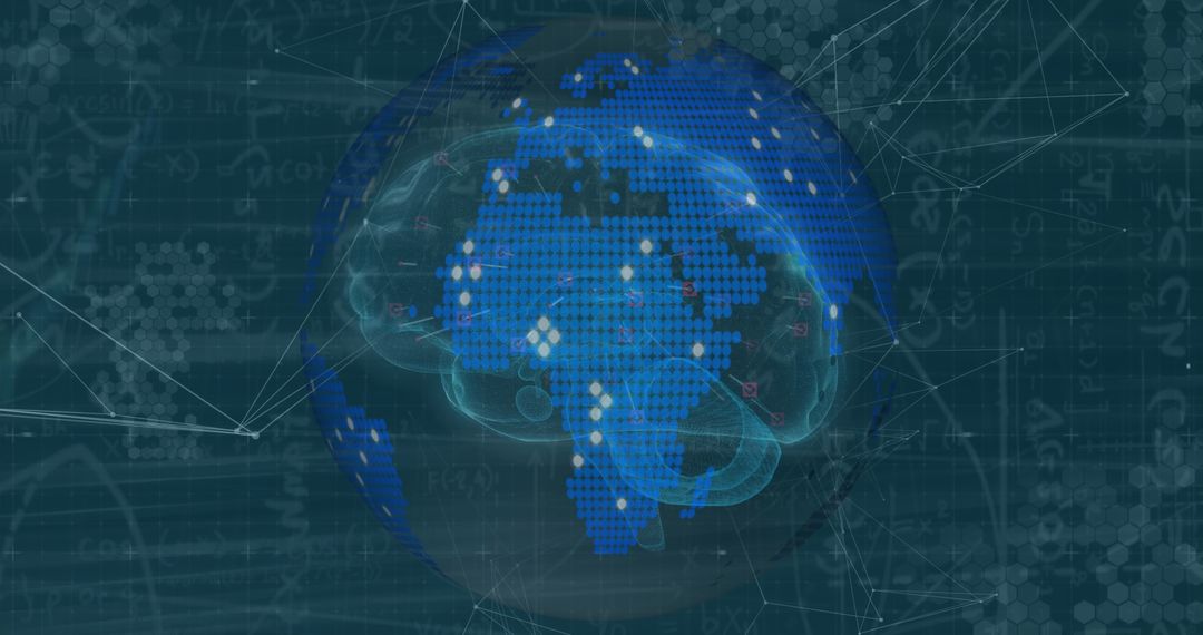 Digital Globe with Neural Network Brain Overlay Highlighting Global Connectivity