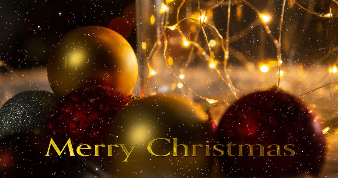 Elegant Christmas Decorations with Twinkling Lights and Snowfall