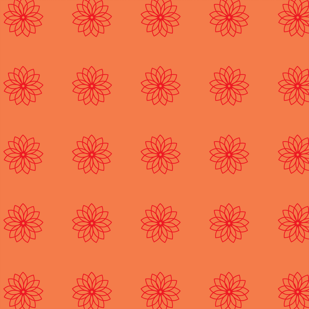 Elegant Red and Orange Floral Pattern on Transparent Background