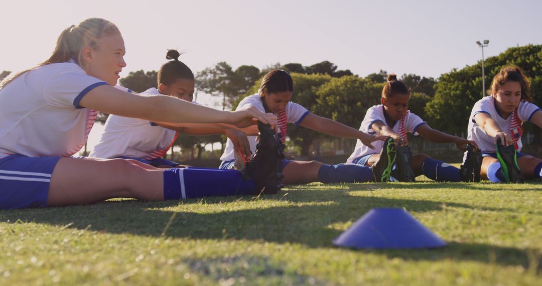 Female Soccer Team Stretching Before Training on Field - Free Images, Stock Photos and Pictures on Pikwizard.com