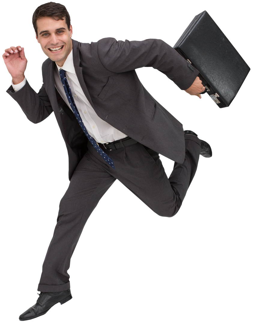 Energetic Businessman in Suit Running Transparent Background - Download Free Stock Images Pikwizard.com