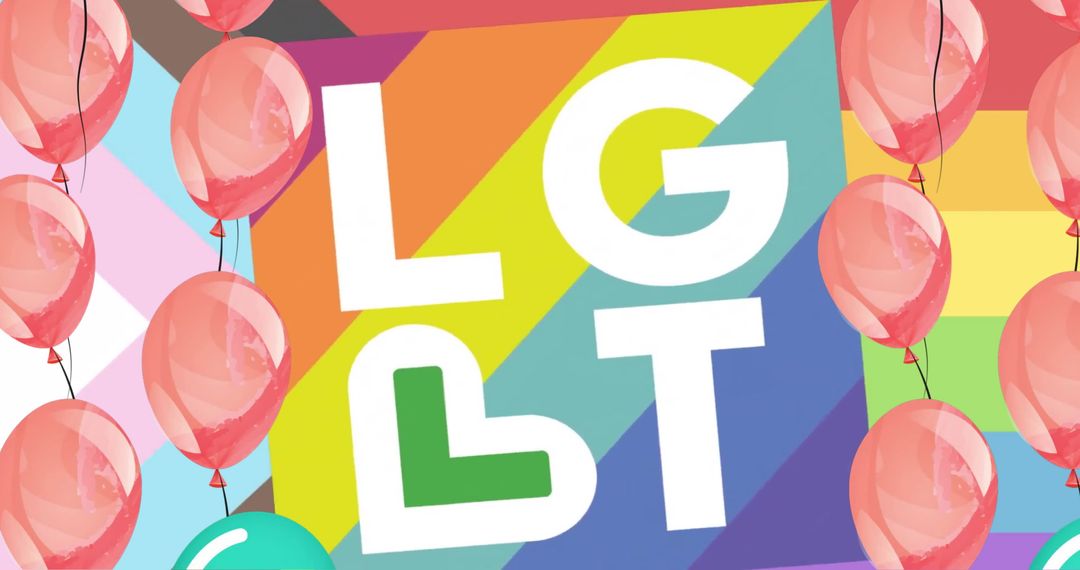 LGBT Pride Celebration with Balloons on Colorful Background